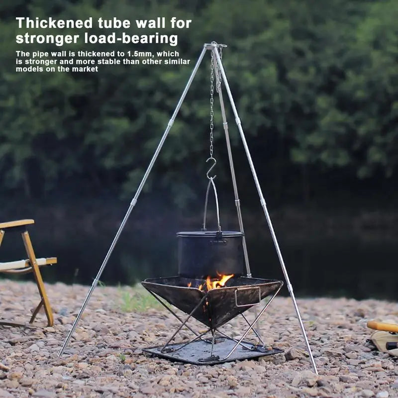 Camping Bonfire Tripod Portable Triangle Support For Hanging Pot Survival Outdoor Campfire Cookware Picnic Cooking Grill Tool