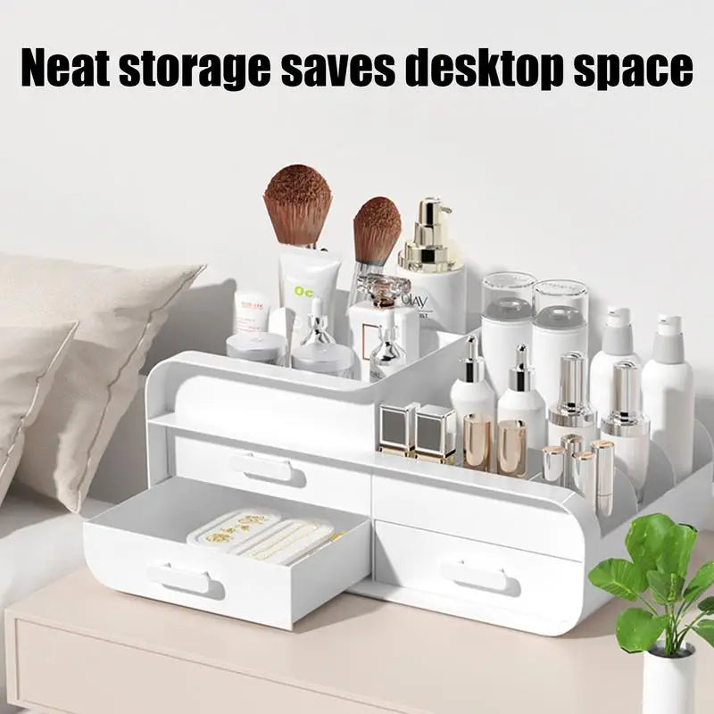 Portable Makeup Drawer Organizer Desk Plastic Large Capacity Cosmetic Separate Skin Care Products Storage Box Jewelry Container