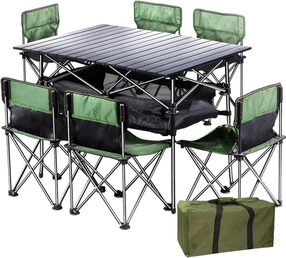 Folding Camping Table with 6 Chairs