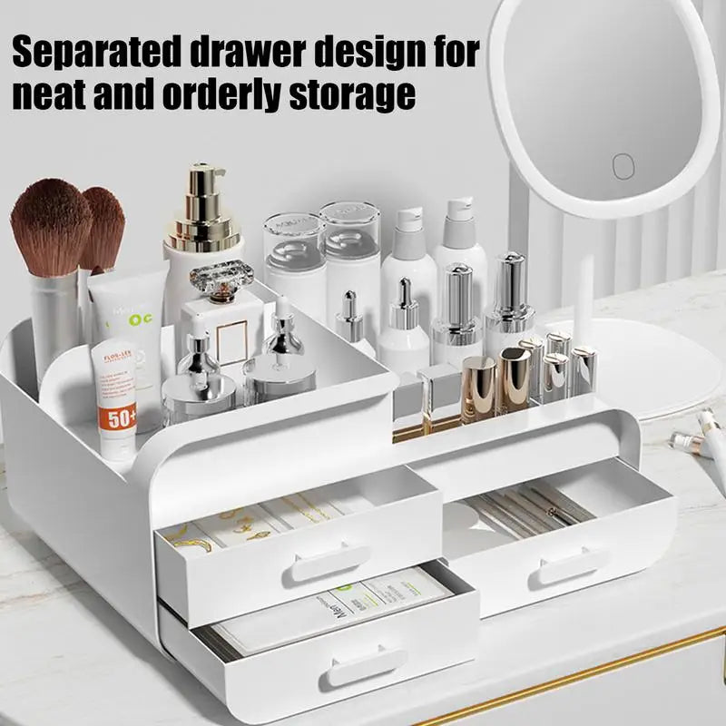 Portable Makeup Drawer Organizer Desk Plastic Large Capacity Cosmetic Separate Skin Care Products Storage Box Jewelry Container