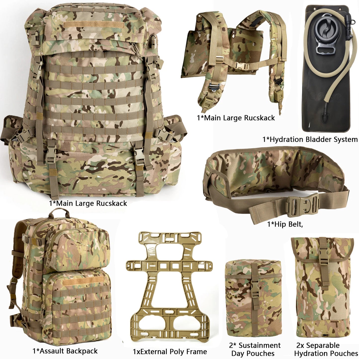 160L Large backpack MT Pack Tactical backpack Military FLIBE Frame Hip Belt